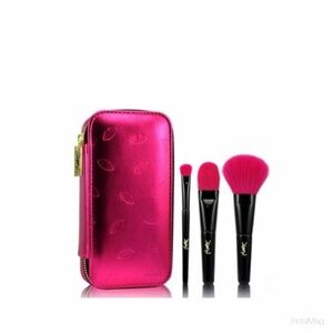 NEW Yves Saint Laurent YSL Fuchsia Makeup Brush Collection Set